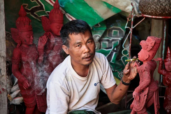 Mandalay Myanmar Nov 2019 Kapning Buddha Statyer Från Sten Street — Stockfoto