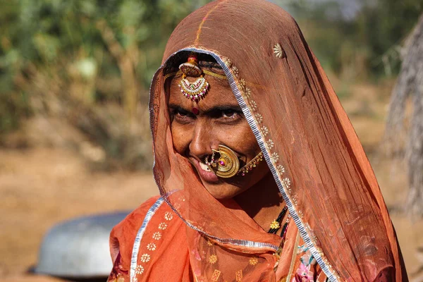 Jaisalmer India January 2020 Rajasthani Roma Woman Traditional Tribal Clothing — 图库照片