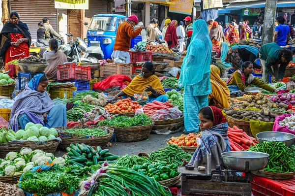 Udaipur India Jan 2020 Traditional Indian Street Market Udaipur Rajasthan — Stock Photo, Image