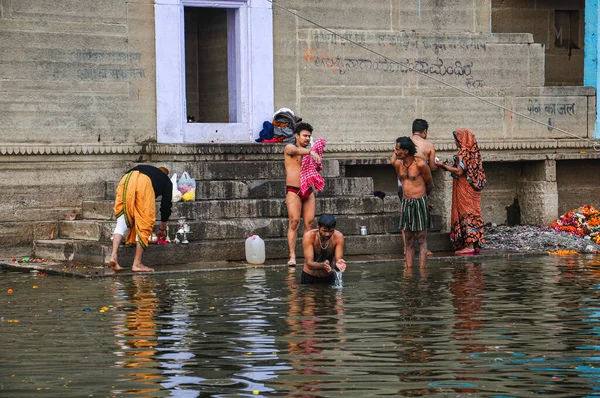 Varanasi Índia Dezembro 2019 Vista Manhã Dos Gates Cidade Varanasi — Fotografia de Stock