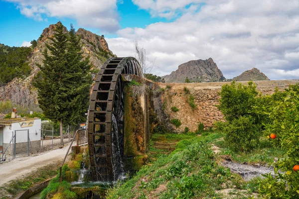 Ancient arabic mill, water noria at Abaran village in Murcia region Spain Europe