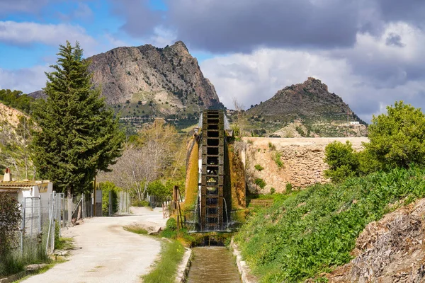 Ancient arabic mill, water noria at Abaran village in Murcia region Spain Europe