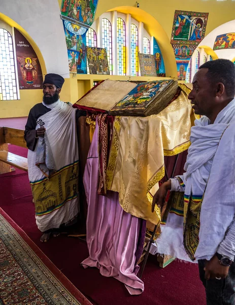 Aksum Etiopien Feb 2020 Etiopiska Folket Kyrkan Our Lady Mary — Stockfoto
