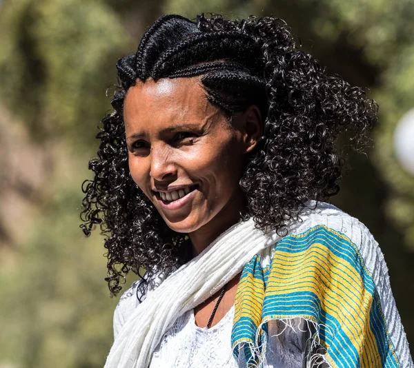 Aksum Etiopien Feb 2020 Etiopisk Kvinna Vid Kyrkan Our Lady — Stockfoto