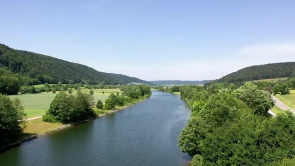 Valley Altmuehl Riedenburg Sky River Wood — Stock Video