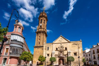 San Sebastian kilise kulesi Antequera, Malaga Eyaleti, Endülüs, İspanya, Batı Avrupa