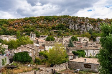 Ardeche 'deki Ortaçağ Vogue Köyü, Rhone-Alpes, Güney Fransa