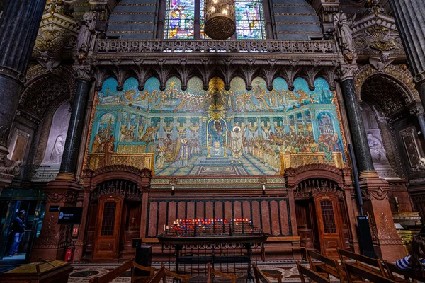 Всередині Базиліки Notre Dame Fourviere Basilique Notre Dame Fourviere Ліоні — стокове фото