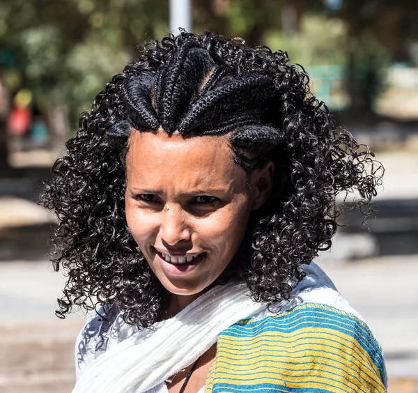 Aksum Ethiopia Feb 2020 Ethiopian Woman Church Our Lady Mary — Stock Photo, Image