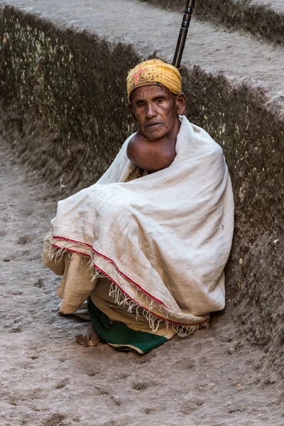 Lalibela Éthiopie Février 2020 Peuple Éthiopien Célèbre Église Rock Hewn — Photo