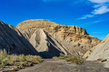 Tabernas Çölü, Desierto de Tabernas. Avrupa sadece çöl. Almerya, Endülüs bölgesi, İspanya. Vahşi doğa koruma alanı ve spagetti batı filmleri için mekan.