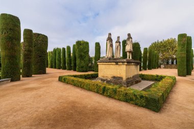 Cordoba, İspanya - 31 Ekim 2019: Alcazar of the Christian Monarchs, Alcazar de los Reyes Cristianos, Cordoba, Endülüs, İspanya
