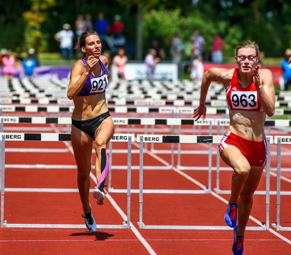 Regensburg Alemanha Julho 2019 Evento Corrida Obstáculos Campeonato Atletismo Baviera — Fotografia de Stock