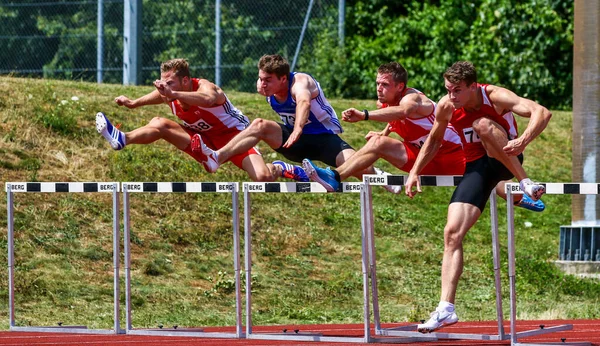 Ratisbonne Allemagne Juillet 2019 Championnat Bavarois Athlétisme Épreuve Course Obstacles — Photo