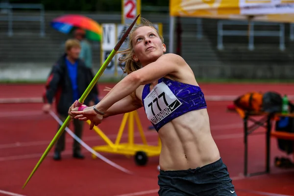 Regensburg Juli 2019 Bayerische Leichtathletik Meisterschaft Speerwurf — Stockfoto