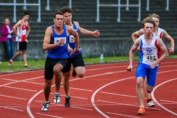 Regensburg Almanya Temmuz 2019 Bavyera Atletizm Şampiyonası 400 Metre Yarışı — Stok fotoğraf