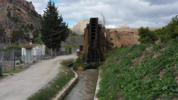 Moinho Árabe Antigo Água Noria Aldeia Abaran Região Múrcia Espanha — Vídeo de Stock