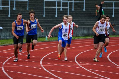 Regensburg, Almanya - 20 Temmuz 2019: Bavyera Atletizm Şampiyonası 4x400