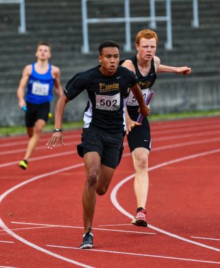 Regensburg, Almanya - 20 Temmuz 2019: Bavyera Atletizm Şampiyonası 4x400