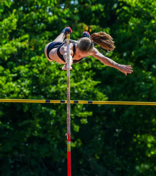 Regensburg Alemanha Julho 2019 Evento Salto Vara Campeonato Atletismo Baviera — Fotografia de Stock