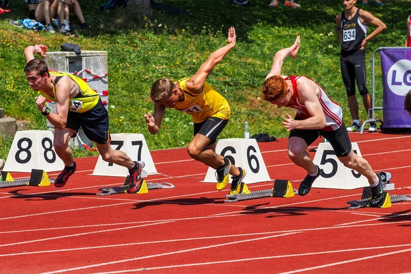 Regensburg Almanya Temmuz 2019 Bavyera Atletizm Şampiyonası 400 Metre Yarışı — Stok fotoğraf