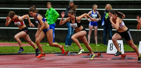 Regensburg Németország 2019 Július Bajor Atlétikai Bajnokság 400 Méteres Verseny — Stock Fotó