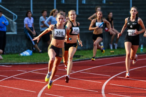 Regensburg, Almanya - 20 Temmuz 2019: Bavyera Atletizm Şampiyonası 4x400
