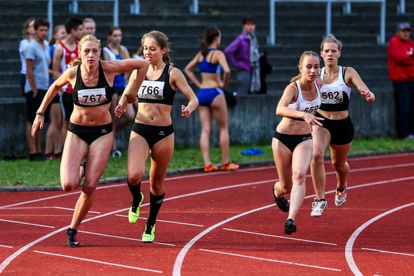 Regensburg Németország 2019 Július Bajor Atlétikai Bajnokság 4X400 Relé Verseny — Stock Fotó