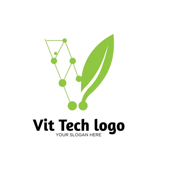 Diseños de logotipo natural de tecnología verde — Vector de stock
