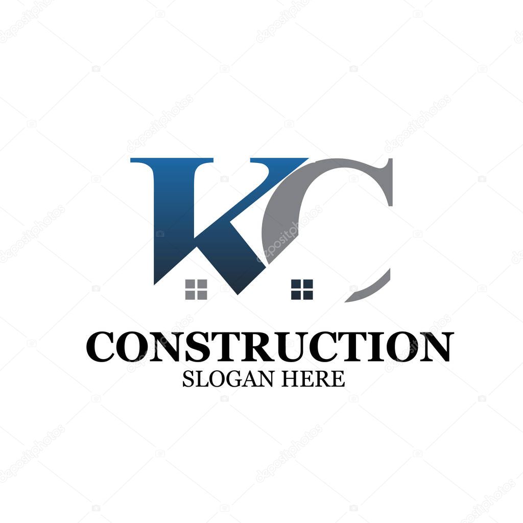 K c construction logo designs simple