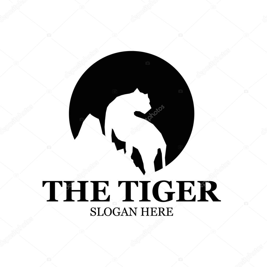 Tiger and mountain logo designs simple