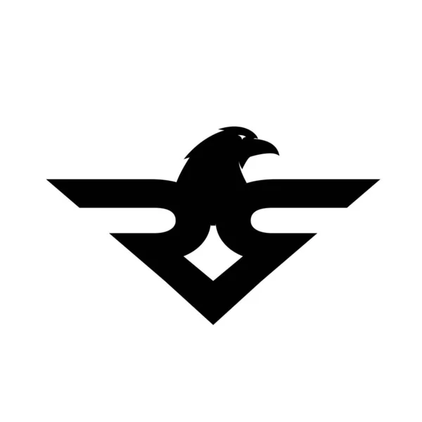 Raven Eagle Diseño Logotipo Simple Moderno Simple — Vector de stock