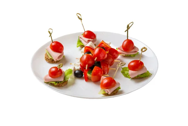 Comida Buffet Canapé Rollos Otros Aperitivos — Foto de Stock