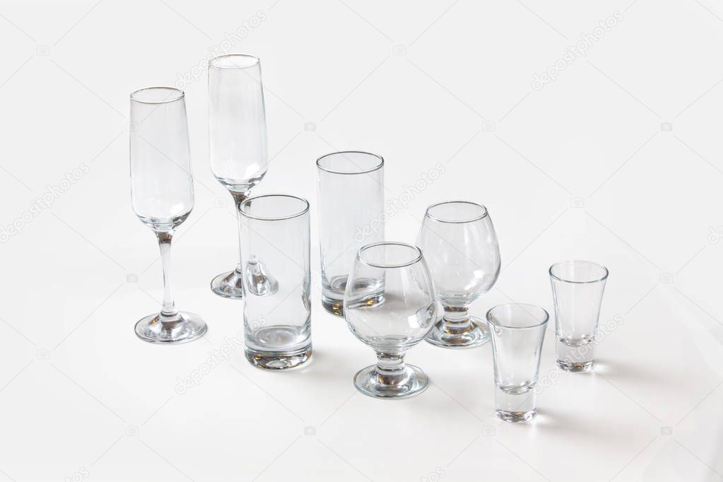 Wine glasses, glasses on a white background