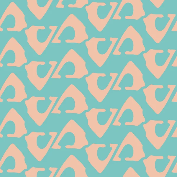 Abstrakte errötendes rosafarbenes Flechtmuster mit lockeren Tribal-Dreiecken. nahtloses Vektormuster auf aqua-blauem Hintergrund. ideal für Wellness, Wellness-Produkte, Stoff, Verpackung, Schreibwaren, Textur — Stockvektor