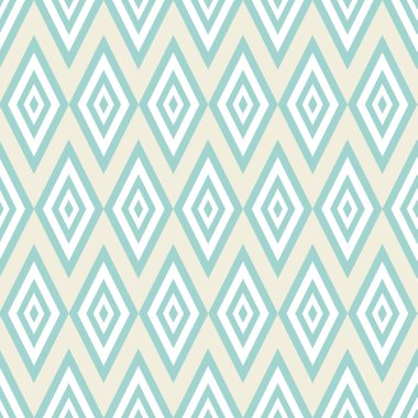 Açık mavi ve beyaz elmas füze tasarımı. Krem beyazı arka planda kusursuz geometrik vektör deseni. Sağlık, kaplıca, yaz ürünleri, kumaş, ambalaj, kırtasiye, doku için harika.