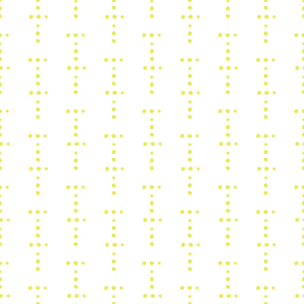 Vector yellow and white matrix style binary background with falling dots. Seamless vertical geometric pattern. For wellness, health products, technology, texture, print, concept, web — Stock Vector