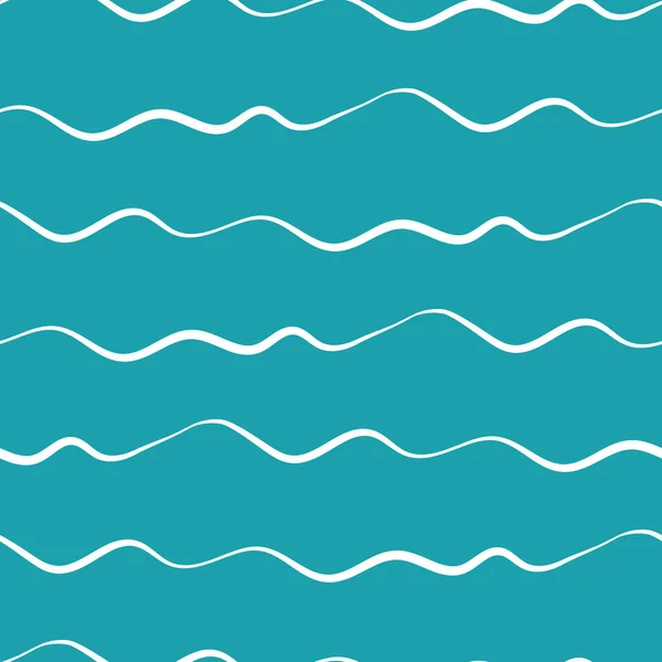 Κυματιστές γραμμές αδιάλειπτη διάνυσμα μοτίβο φόντο. Λεπτό χέρι που ανώμαλη doodle στυλ οριζόντια θάλασσα κύματα φόντο. Αφηρημένη θαλάσσια γεωμετρική λωρίδα σε όλο το αποτύπωμα. Για ναυτικά, ύδατα, ωκεάνια έννοια. — Διανυσματικό Αρχείο
