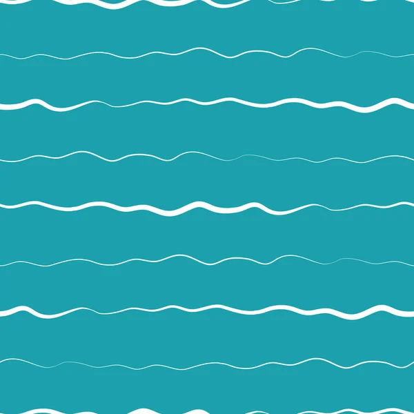 Κυματιστές γραμμές αδιάλειπτη διάνυσμα μοτίβο φόντο. Λεπτό χέρι που ανώμαλη doodle στυλ οριζόντια θάλασσα κύματα φόντο. Αφηρημένη θαλάσσια γεωμετρική λωρίδα σε όλο το αποτύπωμα. Για το νερό, έννοια καλοκαιρινές διακοπές — Διανυσματικό Αρχείο
