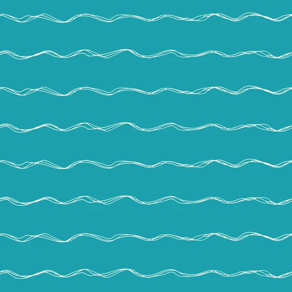 Wavy lines seamless vector pattern background. Uneven thin hand drawn doodle style ocean waves backdrop. Spacious abstract marine geometric stripe all over print. For water, Caribbean vacation concept — Διανυσματικό Αρχείο