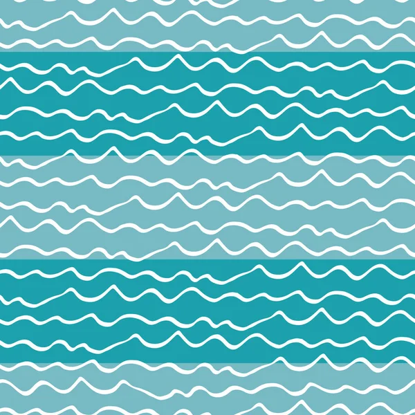 Κυματιστές γραμμές αδιάλειπτη διάνυσμα μοτίβο φόντο. Χέρι σχεδιαστεί άνιση doodle στυλ πυκνό φόντο κύματα της θάλασσας. Αφηρημένη θαλάσσια γεωμετρική λωρίδα σε όλο το αποτύπωμα. Για το νερό, τον ωκεανό, Καραϊβική έννοια διακοπές. — Διανυσματικό Αρχείο