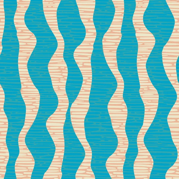 Κυματιστή γραμμή αδιάλειπτη διανυσματική μοτίβο φόντο. Κάθετη γραμμική γεωμετρική μπλε λωρίδα φόντο με επικάλυψη ψάθινη υφή. Ελάχιστη ακανόνιστη αφηρημένη υφασμάτινη απεικόνιση. Μοντερνιστής σε όλη την εκτύπωση — Διανυσματικό Αρχείο