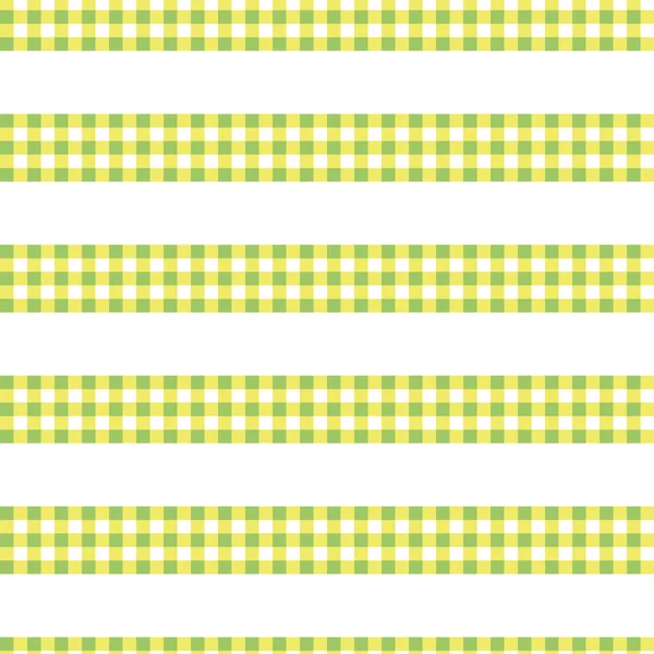 Gingham rayado vector de fondo sin costuras patrón. Horizontal verde y blanco a cuadros anchas rayas espaciadas telón de fondo. Repetición geométrica lineal. Diseño de estilo modernista. Comida de verano y concepto de picnic — Archivo Imágenes Vectoriales