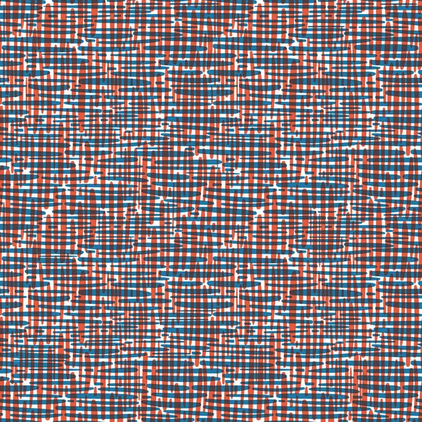 Vector Leinwand Oberflächentextur nahtlosen Muster Hintergrund. Bio-Pinselstrich-Effekt Stoff Hintergrund. Blaues, rotes Stoffmuster im Wiederholungsstil. All-over-Denim-Print für maritimes, nautisches Konzept — Stockvektor