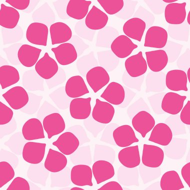 Tropikal çiçek kusursuz vektör desenli arka plan. Tek renkli pembe renkler çiçek açar. Modern siluet çiçek arkaplanı. Egzotik tatil ve düğün konsepti için sıcak yaz her yerde..