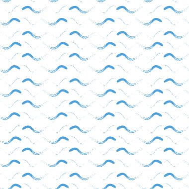 Dalgalı çizgi, kusursuz vektör şablonu. El çizimi küçük fırça darbesi yatay okyanus dalgaları arka planı. Her yerde soyut deniz geometrik çizgileri var. Deniz, su ve deniz konsepti için.