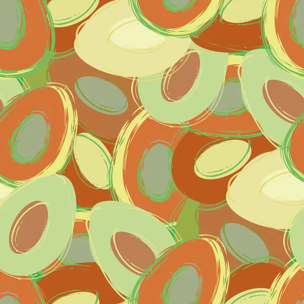 Aguacate sin costura vector patrón de fondo. Fondo de textura de ilustración de fruta pintada a mano. Moderna ilustración monocromática densa en capas. Todo impreso para el concepto de barbacoa vegetariana . — Vector de stock