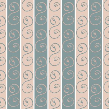 Zarif Kelt kusursuz vektör desenli arka plan. Yaprak kıvrımları pembe mavi arkaplan. El çizimi geometrik dikey çizgi tekrar. İrlanda, İskoçya ve Galya 'daki düğün konseptinin her yerinde.