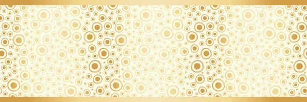 Χρυσό φύλλο κύκλους απρόσκοπτη διάνυσμα μοτίβο όριο. Μοντέρνο στιλάτο μεταλλικό banner. Σαμπάνια φούσκα σε όλη την εκτύπωση για πολυτελή κορδέλα, κόψη άκρη, γιορτή, Χρυσή έννοια επετείου γάμου — Διανυσματικό Αρχείο