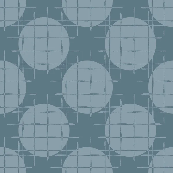 Astratto waffle strutturato cerchio vettore senza soluzione di continuità modello di sfondo. Pennello colpo grunge trama sfondo effetto. Design geometrico monocromatico blu. Textural all over per un concept minimalista . — Vettoriale Stock